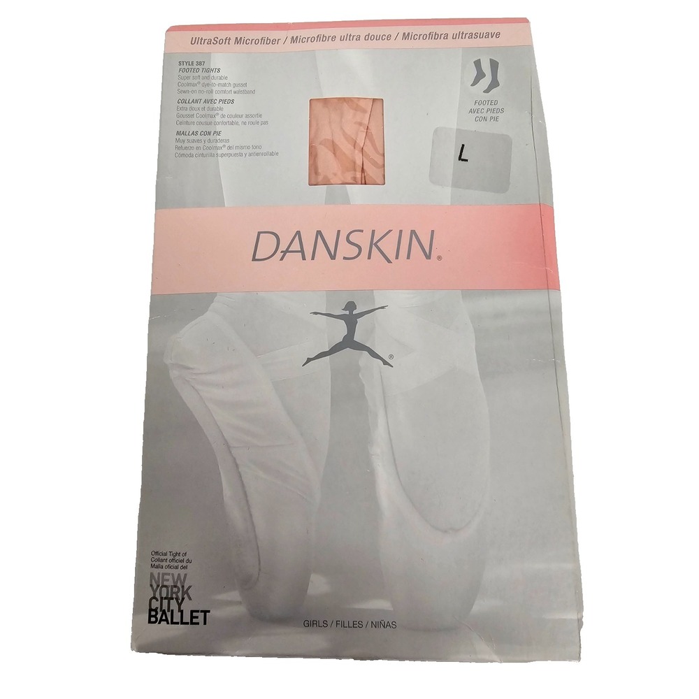 New Danskin‎ girls footed tights ballet pink size Large Style 387 Supersoft